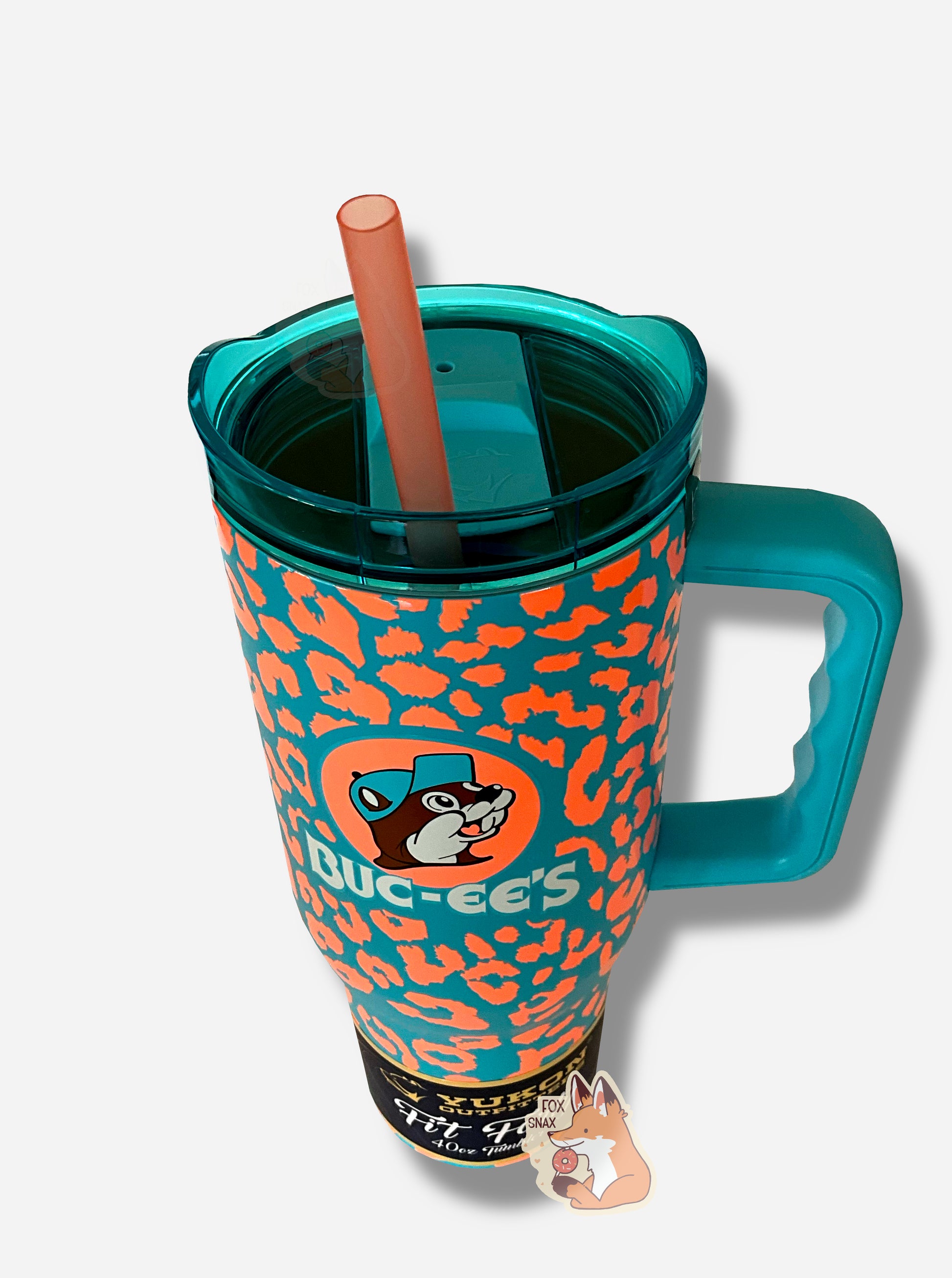 Buc-ee's Yukon Outfitters Orange and Blue Leopard Print 40oz Tumbler