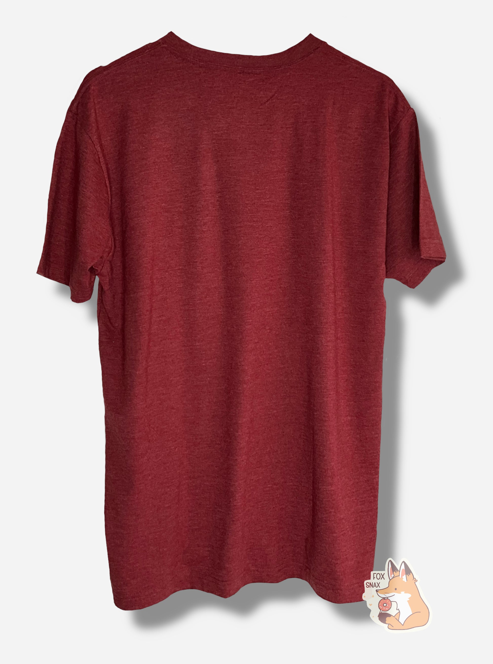 A picture of the back of a red t-shirt. 
